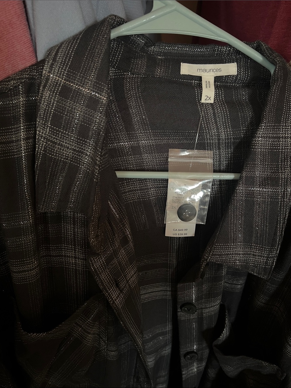 Maurices Black & Gray Plaid Button-Down Shirt - Picture 3 of 4